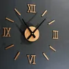 45x45cmローマ数3 d腕時計のアクリルミラードデジタル壁時計のためのモダンなデザインのDIYの家の装飾220115