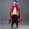 Oriental Dragon Gedrukt Pluche Cape Lente Herfst Chinese Stijl Kleding Hennep Katoen Cloack Oud Kostuum voor Overseas Aziatisch