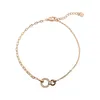 Mode Connect Double Circle Armband Solid 18k Real Gold Diamond Jewelry Bracelet