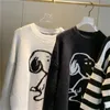 Maglioni donna stile coreano a righe simpatico cartone animato cane maglione lavorato a maglia maglione a maniche lunghe donne pullover maglieria top T381 201221