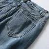 BIAORUINA Damen Allgleiches Waschen Gebleichte Jeans mit hoher Taille Zwei Knöpfe Weibliche Mode Gerade Denim-Jeans Neue Ankunft LJ201013