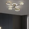 Plafoniere Lampadario moderno in oro Lampada d'arte in ferro nero per soggiorno Decorazioni da pranzo Apparecchi di illuminazione in cristallo dimmerabili a LED