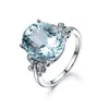 Nouveau Grand bleu CZ pierre bague couleur argent papillon bijoux pour femme cadeau de mariage été