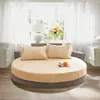 Elastic Fitted Sheet Home Cotton Round Bed Linen Double Couple Mattress Cover 200/220 Cm Full Queen King Solid Color Bedspread 201113