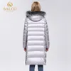 SALCO livraison gratuite le dernier manteau chaud d'hiver en coton perlé à grande fermeture éclair haut de gamme manteau de fourrure véritable 201019