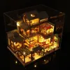 Barnleksaker DIY Dollhouse Assemble Wood Miniatures Doll House Furniture Miniature Dollhouse Puzzle Education Toys for Children LJ201126