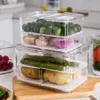 ثلاجة حاويات تخزين الأغذية مع أغطية تخزين المطبخ ختم خزان البلاستيك منفصلة الخضار الفاكهة مربع جديد
