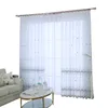 White Korean Embroidered Tulle Curtain for Living Room Blue Sheer Curtain For Bedroom Window Drapes &40 LJ201224