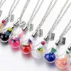 Wens drijvende fles ketting kristal gedroogde bloem ketting hangers vrouwen kettingen drijven mode sieraden