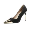 Metall Ultra Pumps Scarpin Günstige Designer super spitz dünn 2020 extreme Größe 4 34 Stiletto Damen High Heels Schuhe Slip on1