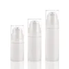 DHgate PP Plasatic Witte Airless Pump Lotion Fles 5ml 10ml 15ml Huidverzorging Airless BB Screen Gezichtscrème Fles met Clear Out Deksel Gezichtslotion Airless Fles te koop