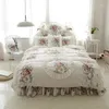 Set di biancheria da letto Set stile coreano Copripiumino con stampa floreale tridimensionale Lenzuolo con volant Tessile per camera da letto matrimoniale principessa 4 / 6pcs1