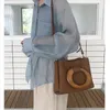 Het försäljning vintage träring hantera kvinnor handväskor avslappnad axel messenger väska crossbody väskor designer handväska stora tyg hinkar