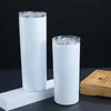 Mokken Nieuwe DIY Sublimatie Skinny Tumbler 20oz Roestvrijstalen Slanke Rechte Vacuüm Geïsoleerde Reizen Beste Gift