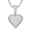 New Arrived Heart Shape Solid Back Pendant Necklace with Rope Chain Iced Out Zircon Mens Hip Hop Jewelry Gift325n