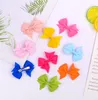 100PCS Solid Ribbon Bows 2.1INCH Small Hair Clip For Baby Girls Boutique Hairgrips Handmade Infant Barrettes Hair Accessories