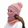Beanie/Kafatası Kapakları Kış Örme Şapka Eşarp Seti Kadınlar Sıcak Beanies Peluş Kapağı Karışım Renkleri Moda Rüzgar ve Soğuk Direnç Hat1