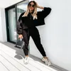 Women's Tracksuits 2021 Female Stylish Women Casual 2-piece Outfit Set Long Sleeve Solid Color Top And Pants For Ladies