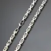 Cadena para hombre, 4 mm, 5 mm, tono plateado, acero inoxidable 316, cadena de collar de eslabones de caja bizantina