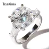 Transgems Luxury 5 karaat lab gekweekte diamant met accenten trouwring solide 14k gouden verlovingsband y200620