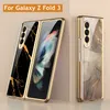 Luxury Tempered Glass Cases for Samsung Galaxy Z Fold 3 5G Case Plating Plastic Frame Hard Glass Cover6920128