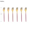 Fruit Fork Spoon lnife Set Gâteau en acier inoxydable pour dessert Red Small Fork Fork Rainbow Dessert Creativity Fork For Drop Y3052