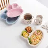 赤ちゃんのための新しいかわいいウサギプレートベイビーフィード皿小麦のストローキッズプレート3pcs/set