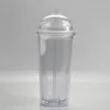 Nuovi bicchieri acrilici da 20 once Bicchieri trasparenti con cannuccia trasparente e coperchio a cupola Doppia parete Bottiglia di plastica di grande capacità CCD3157