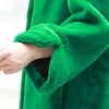 Nerazzurri long moelleux chaud fausse fourrure manteau femmes col montant une ligne hiver vert noir rose grande taille mode 5xl 6xl 7xl 201212