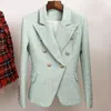 Automne Hiver Nouvelle Arrivée Top Qualité Design Original Femmes Dames Classique Tweed Blazer Double Boutonnage Veste Mince Boucles En Métal Blazer Manteau