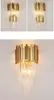 LED Postmoderne Runde Goldene Edelstahl Lampen Kristall Kronleuchter Beleuchtung Lustre Suspension Leuchte Lampen Für Esszimmer