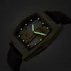 Klassieke transparante luxe automatische mechanische horloges lederen band skeleton tourbillion gouden lichtgevende klok relogio masculino b1205