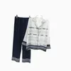 2PCS PaJamas Zestaw dla kobiet swobodne slebie jedwabne wygodne spodnie ubrania garnitur gładki salon z noszenie piżamy PJS 201217