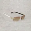 Topp lyxdesigner solglasögon 20% rabatt på vintage svart vit buffel horn rimlösa män naturliga trä fyrkantiga glas ramar kvinnor trä nyanser oculos glasögon