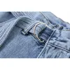 [Eam] Larga Light Light Bandagem Azul Longa Jeans Lazer Novo Cintura alta Solta Mulheres Calças Moda Maré Primavera Outono 1x232 2010