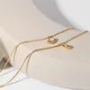 Dainty Gold Necklace Women Girls Opal Necklace Double Leaer Chain Simple Clavicle ChainNecklace Clavicle Chain Jewelry1692