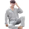 Automne Summer Men's Stain Silk Pyjama Set Hommes Pyjamas Soie Hommes Sexy Doux Confortable Satin Chemise De Nuit Hommes Ensemble De Nuit Loungewear 201023