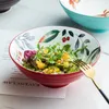 Japanese ceramic ramen bowl cute mixing cereal rice soup bowl set Fruit Salad Dessert Snack Colorful bowls Kitchen Tableware 201214