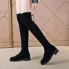 Nieuwe laarzen dames designer dij hakken hoge sexy herfst schoenen rond teen winterschoenen mode e e