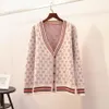 HGTE Autumn winter cardigan sweater women Knit casual fashion Thin coat Loose single row button VNeck cardigans 201120