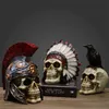 Creative Vintage Résine Crâne Statue Squelette Props Sculpture Home Office Desk Décoration Ornement Halloween Décor Cadeau D'anniversaire 211229