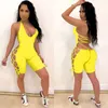 Anjamanor 2020 Zomer Sexy Clubwear One Piece Outfit Vrouwen Korte Romper Lace Up Hollow Backless Bodycon Jumpsuit D74-AB47 T200704