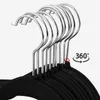 Glidande sammet hängare passar hängare utrymme sparar kläder hängare ultra tunna utrymme spara 360 graders svänga krok starka och slitstarka
