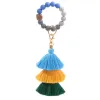 NEW! Favor Silicone Beads Bracelet Keychain Three Layer Cotton Tassel Wrist Keyring Bead Bangle Key Ring Women Bag Pendant Decoration
