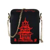 Boîte à emporter chinoise tour impression Pu cuir dames sac à main nouveauté mignon femmes fille sac à bandoulière sac de messager pour femmes Totes229h