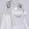 Повседневные платья атласные ведро женщины вечеринка Mini 2022 с плеча белого выпускного вечера вечеринка вечером клуба