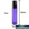 Flaconi in vetro per bottiglie di olio essenziale viola da 24 pezzi da 10 ml con sfera in acciaio inossidabile per aromaterapia con profumo