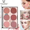 Fröken Rose Rosa 6 Färger Mineral Blush Palette Brons Långvarig Hudvänlig Rouge Blusher Matte Highlighter Powder