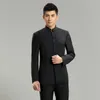 Trajes de hombre Blazers para hombre Slim Fit Stand Collar sólido moda chino Tang masculino elegante conjunto informal Tangsuit caballeros FS-105