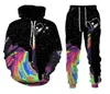 2022 Novos Homens / Womens Space Galaxy Leite Engraçado 3D Imprimir Moda Tracksuits Hip Hop Calças + Hoodies OK056